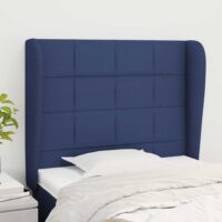 Sengegavl Med Kanter Stof – Blå / 103 X 23 x 118/128 cm