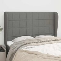 Sengegavl Med Kanter Stof – Mørkegrå / 147 X 23 x 118/128 cm