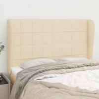 Sengegavl Med Kanter Stof – Creme / 147 X 23 x 118/128 cm