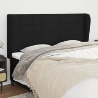 Sengegavl Med Kanter Stof – Sort / 183 X 23 x 118/128 cm