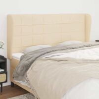 Sengegavl Med Kanter Stof – Creme / 183 X 23 x 118/128 cm