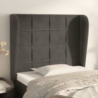 Sengegavl Med Kanter Fløjl – Mørkegrå / 83 x 23 x 118/128 cm