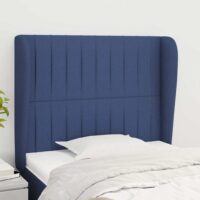 Sengegavl Med Kanter Stof – Blå / 83 X 23 x 118/128 cm