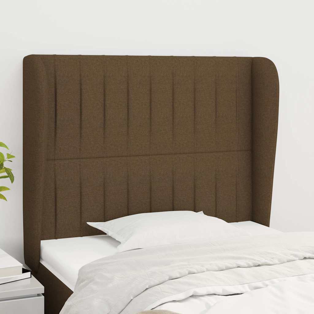 Sengegavl Med Kanter Stof - Mørkebrun / 93 X 23 x 118/128 cm