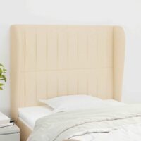 Sengegavl Med Kanter Stof – Creme / 93 X 23 x 118/128 cm