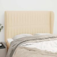 Sengegavl Med Kanter Stof – Creme / 147 X 23 x 118/128 cm