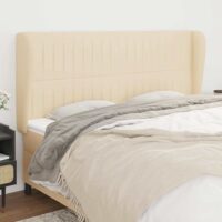 Sengegavl Med Kanter Stof – Creme / 203 X 23 x 118/128 cm