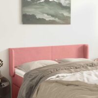 Sengegavl Med Kanter Fløjl – Lyserød / 147 X 16 x 78/88 cm