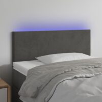 Sengegavl Med LED-Lys Velour – Mørkegrå / 90 x 5 x 78/88 cm