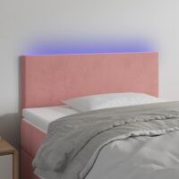 Sengegavl Med LED-Lys Velour – Lyserød / 90 x 5 x 78/88 cm