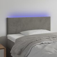 Sengegavl Med LED-Lys Velour – Lysegrå / 100 x 5 x 78/88 cm