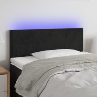 Sengegavl Med LED-Lys Velour – Sort / 100 x 5 x 78/88 cm