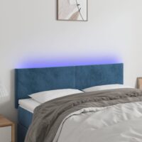 Sengegavl Med LED-Lys Velour – Mørkeblå / 144 x 5 x 78/88 cm