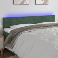 Sengegavl Med LED-Lys Velour – Mørkegrøn / 180 x 5 x 78/88 cm