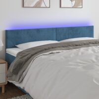 Sengegavl Med LED-Lys Velour – Mørkeblå / 180 x 5 x 78/88 cm