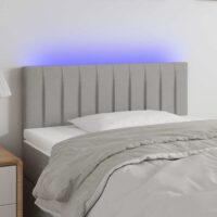 Sengegavl Med LED-lys Stof – Lysegrå / 80 X 5 x 78/88 cm