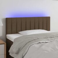 Sengegavl Med LED-lys Stof – Mørkebrun / 80 X 5 x 78/88 cm