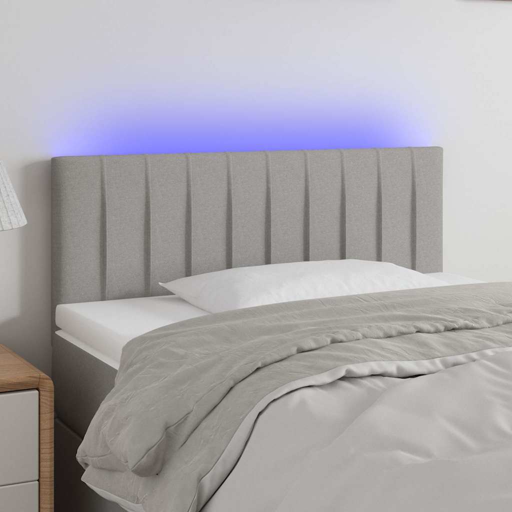 Sengegavl Med LED-lys Stof - Lysegrå / 100 X 5 x 78/88 cm