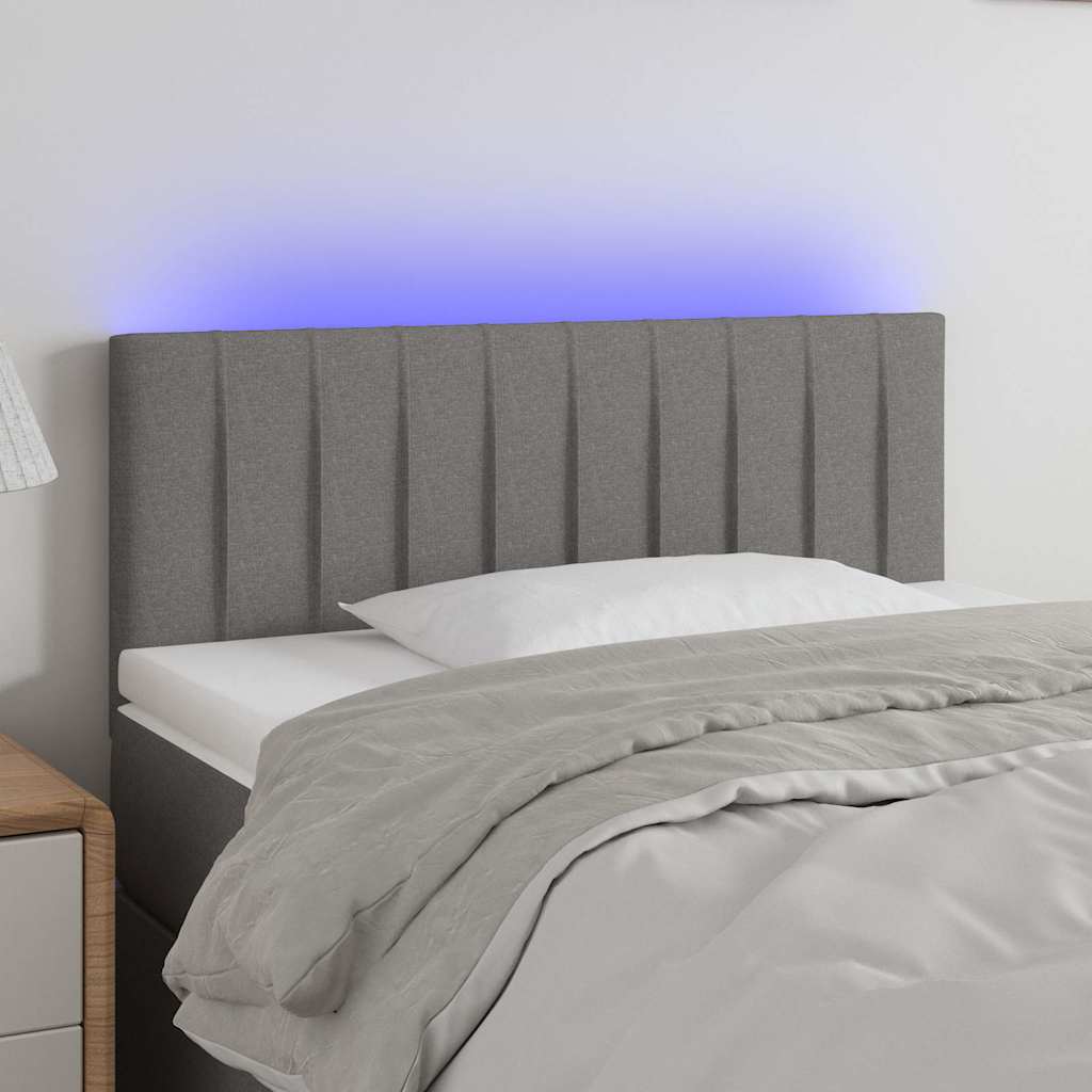 Sengegavl Med LED-lys Stof - Mørkegrå / 100 X 5 x 78/88 cm