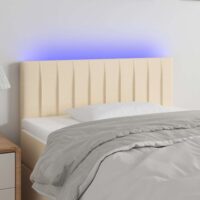 Sengegavl Med LED-lys Stof – Creme / 100 X 5 x 78/88 cm