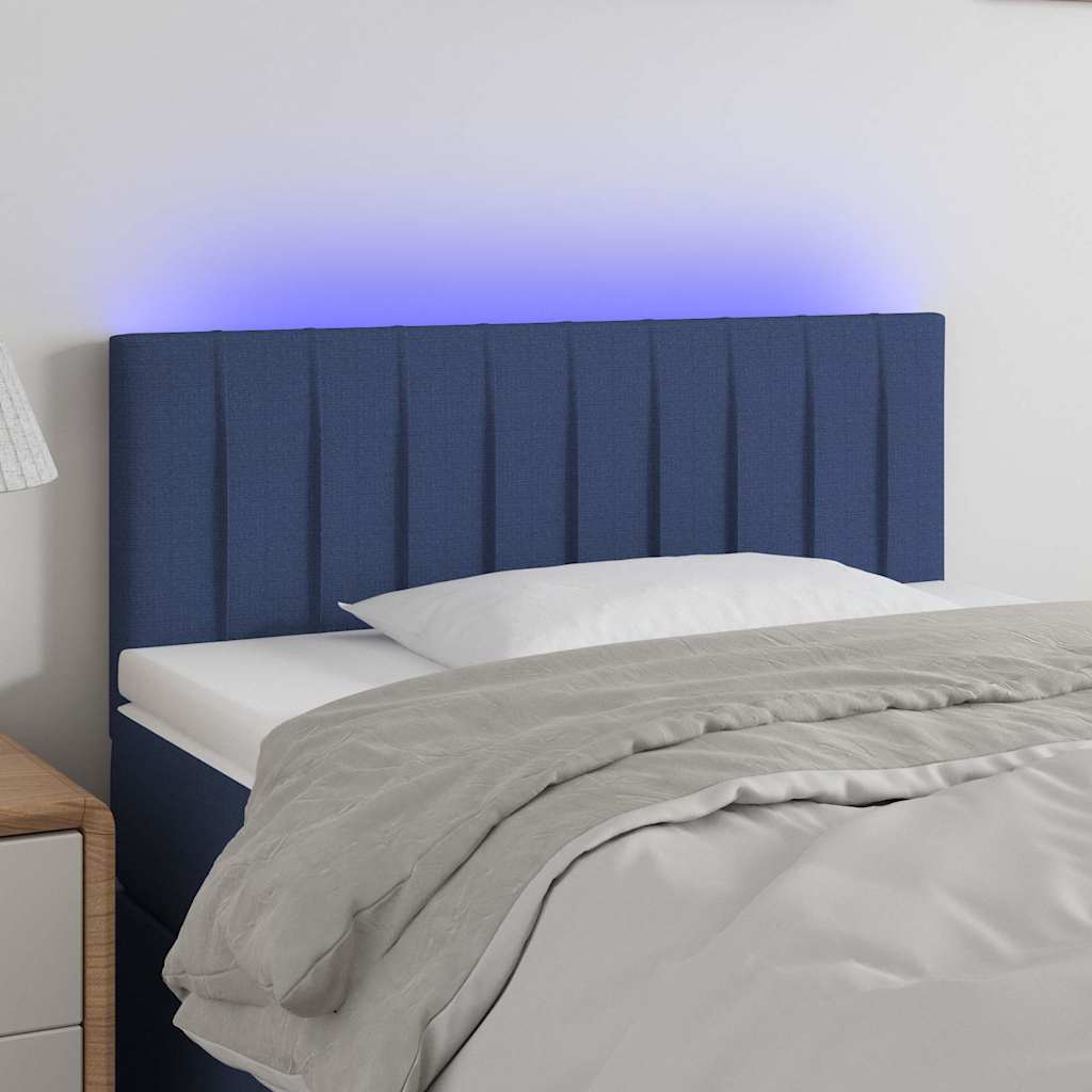 Sengegavl Med LED-lys Stof - Blå / 100 X 5 x 78/88 cm