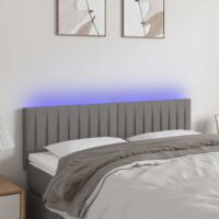 Sengegavl Med LED-lys Stof – Mørkegrå / 144 X 5 x 78/88 cm