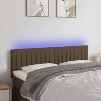 Sengegavl Med LED-lys Stof – Mørkebrun / 144 X 5 x 78/88 cm