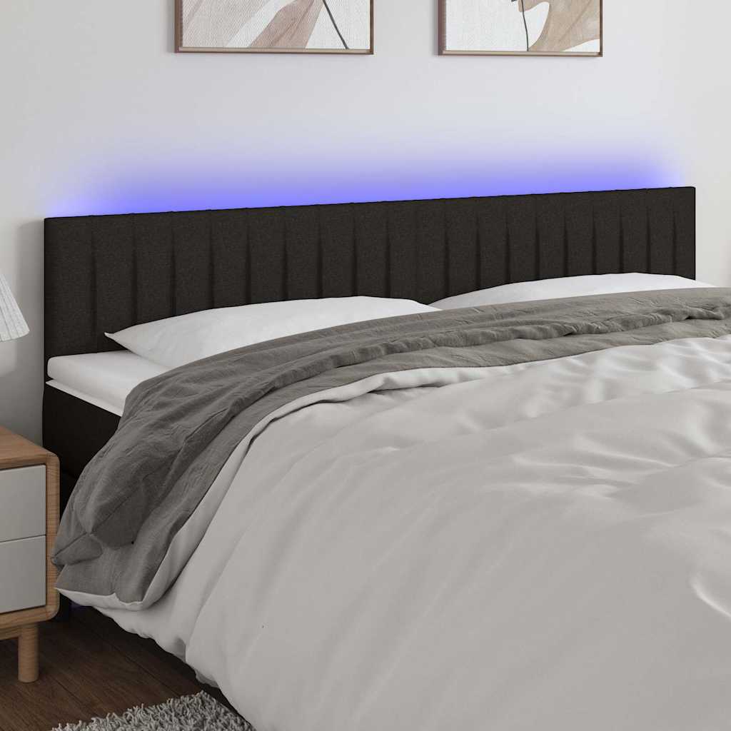 Sengegavl Med LED-lys Stof - Sort / 160 X 5 x 78/88 cm