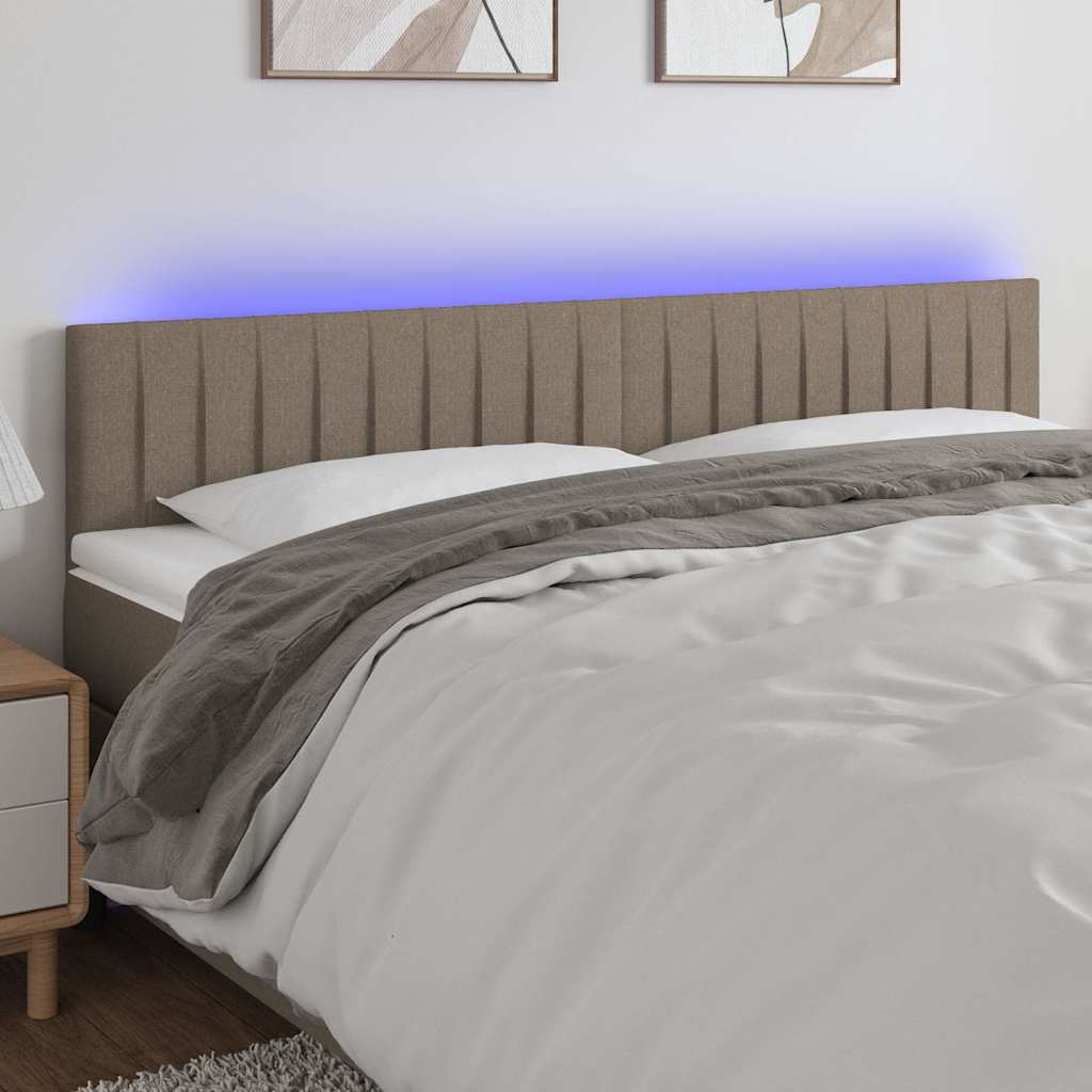 Sengegavl Med LED-lys Stof - Gråbrun / 180 X 5 x 78/88 cm