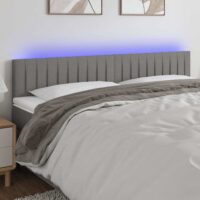 Sengegavl Med LED-lys Stof – Mørkegrå / 200 X 5 x 78/88 cm