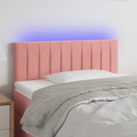 Sengegavl Med LED-Lys Velour – Lyserød / 80 x 5 x 78/88 cm