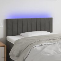 Sengegavl Med LED-Lys Velour – Mørkegrå / 100 x 5 x 78/88 cm