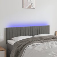 Sengegavl Med LED-Lys Velour – Lysegrå / 144 x 5 x 78/88 cm