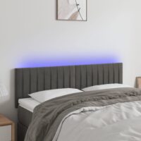 Sengegavl Med LED-Lys Velour – Mørkegrå / 144 x 5 x 78/88 cm