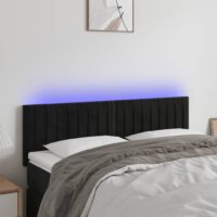 Sengegavl Med LED-Lys Velour – Sort / 144 x 5 x 78/88 cm