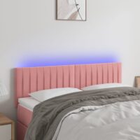 Sengegavl Med LED-Lys Velour – Lyserød / 144 x 5 x 78/88 cm