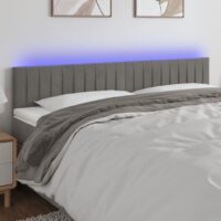 Sengegavl Med LED-Lys Velour – Lysegrå / 180 x 5 x 78/88 cm