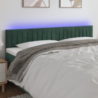 Sengegavl Med LED-Lys Velour – Mørkegrøn / 180 x 5 x 78/88 cm