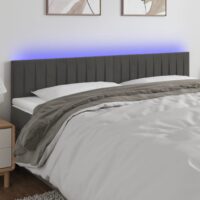 Sengegavl Med LED-Lys Velour – Mørkegrå / 200 x 5 x 78/88 cm