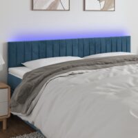Sengegavl Med LED-Lys Velour – Mørkeblå / 200 x 5 x 78/88 cm