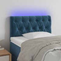 Sengegavl Med LED-Lys Velour – Mørkeblå / 80 x 7 x 78/88 cm