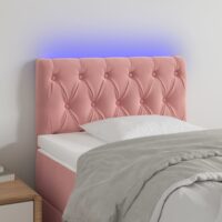 Sengegavl Med LED-Lys Velour – Lyserød / 80 x 7 x 78/88 cm