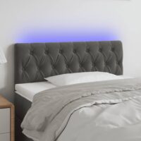 Sengegavl Med LED-Lys Velour – Mørkegrå / 90 x 7 x 78/88 cm