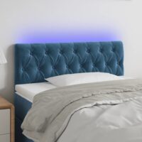 Sengegavl Med LED-Lys Velour – Mørkeblå / 90 x 7 x 78/88 cm