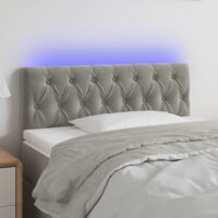 Sengegavl Med LED-Lys Velour – Lysegrå / 100 x 7 x 78/88 cm
