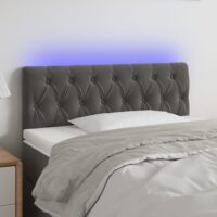 Sengegavl Med LED-Lys Velour – Mørkegrå / 100 x 7 x 78/88 cm