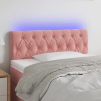 Sengegavl Med LED-Lys Velour – Lyserød / 100 x 7 x 78/88 cm