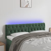 Sengegavl Med LED-Lys Velour – Mørkegrøn / 144 x 7 x 78/88 cm