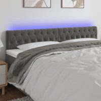 Sengegavl Med LED-Lys Velour – Mørkegrå / 180 x 7 x 78/88 cm
