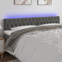 Sengegavl Med LED-Lys Velour – Mørkegrå / 200 x 7 x 78/88 cm